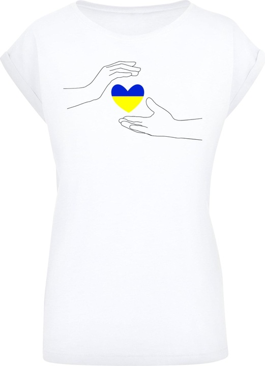 Produktbild Merchcode Ladies Peace - 2 Hand Heart White Extended Shoulder Tee - 161427 (M)