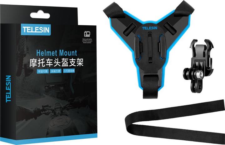 Productafbeelding Telesin Motorfietshelm kin + J-haak bevestiging voor sportcamera's (GP-HBM-MT7)