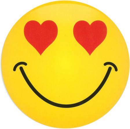 Edition Gollong Postkarte rund 14cm lachender Smiley mit