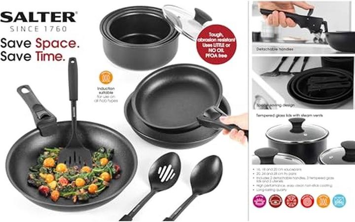 Actual product image Salter BW12055IS Clip & Cook 14-Piece Kitchen Set (Pan set + pot set, Aluminium)