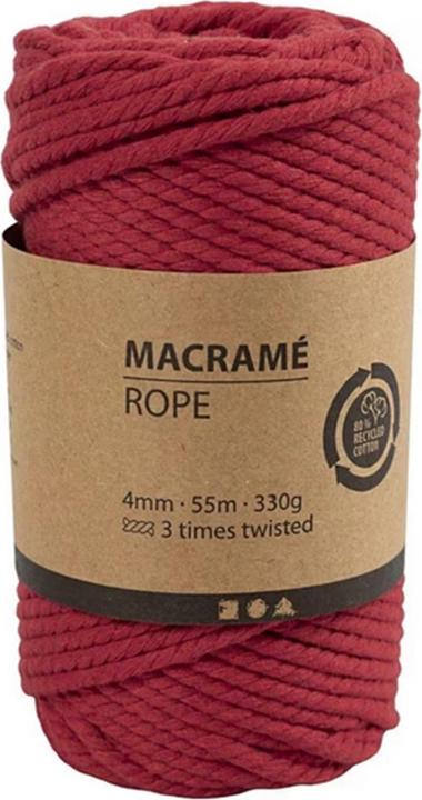Image du produit Creativ Company Fil de coton Macramé Cordon Rouge (55 m)