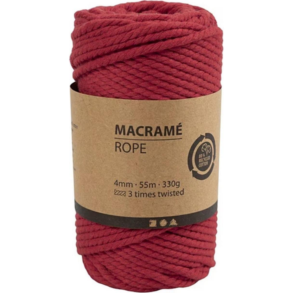 Creativ Company Baumwollgarn Macramé Kordel Rot, Garn + Wolle, Rot