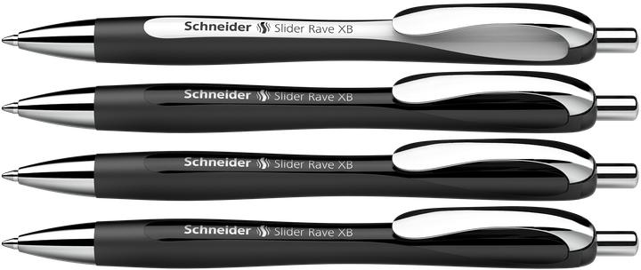 Productafbeelding Schneider Schrijfwaren 4 stuks Slider Rave XB 132584 Balpen 0,7 mm Scream (Zwart, Zwart/Wit, 4 x)