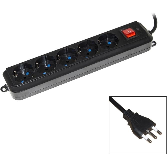 Thumbnail - Link, Steckdosenleiste, Presa Multipla 5 Schuko Con Interruttore Cavo 1,5mt Nera