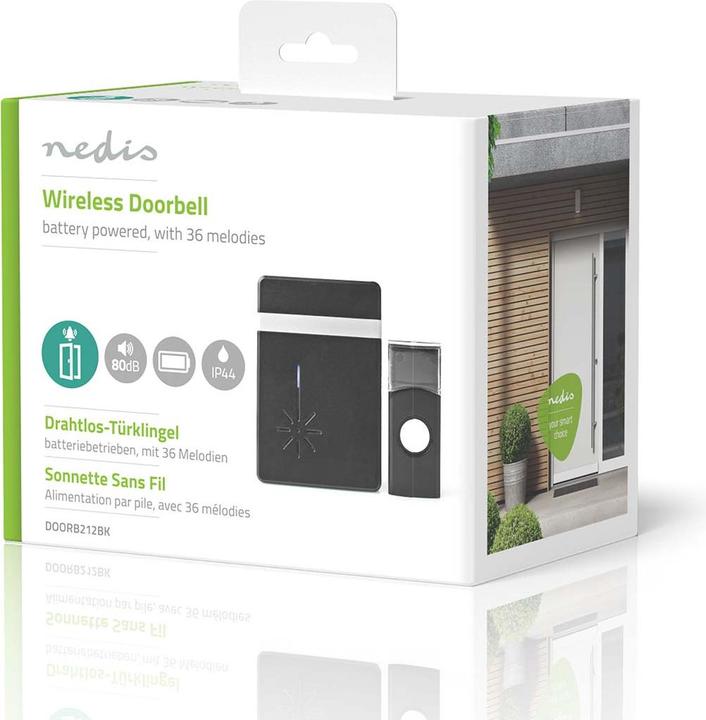 Image du produit Nedis Sonnette sans fil Alimentation par piles 3 V DC 1x CR2032 Volume : 80 dB Portée du signal : 300 m