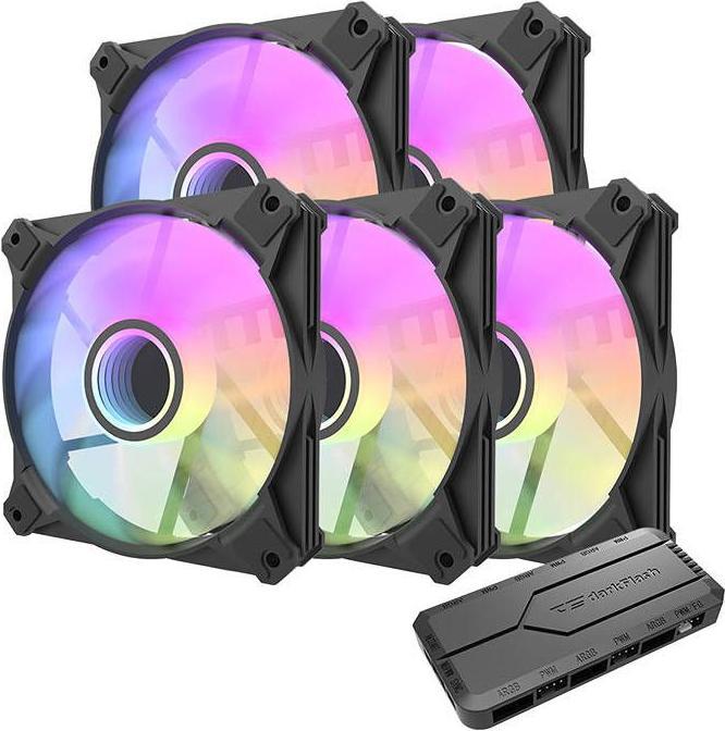 Actual product image Darkflash Tech INF8 ARGB Computer fan set 5in1 120x120 (black) (120 mm, 1x)