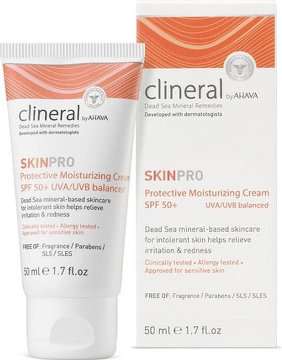 Productafbeelding Ahava CLINERAL Beschermende Vochtinbrengende Crème SPF50 (Zonnecrème gezicht, SPF 50, 50 ml)