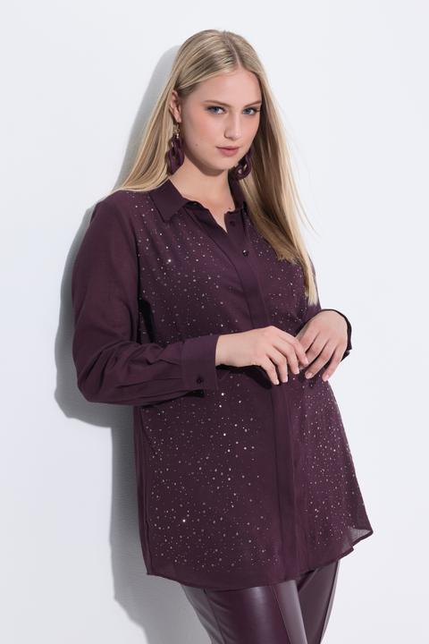 Immagine prodotto Ulla Popken Blusa con decorazioni, collo da camicia e maniche lunghe (50, 52)