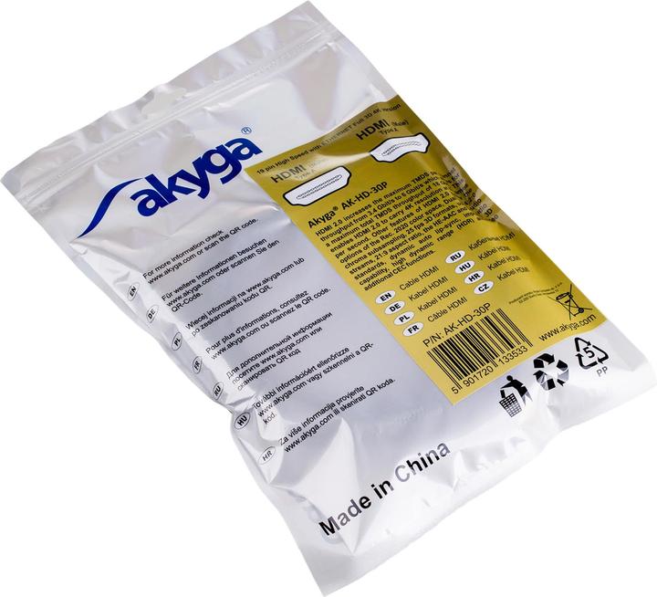 Produktbild Akyga Kabel HDMI - HDMI 3m Silber (AK-HD-30P) (3 m, HDMI, 2.0)