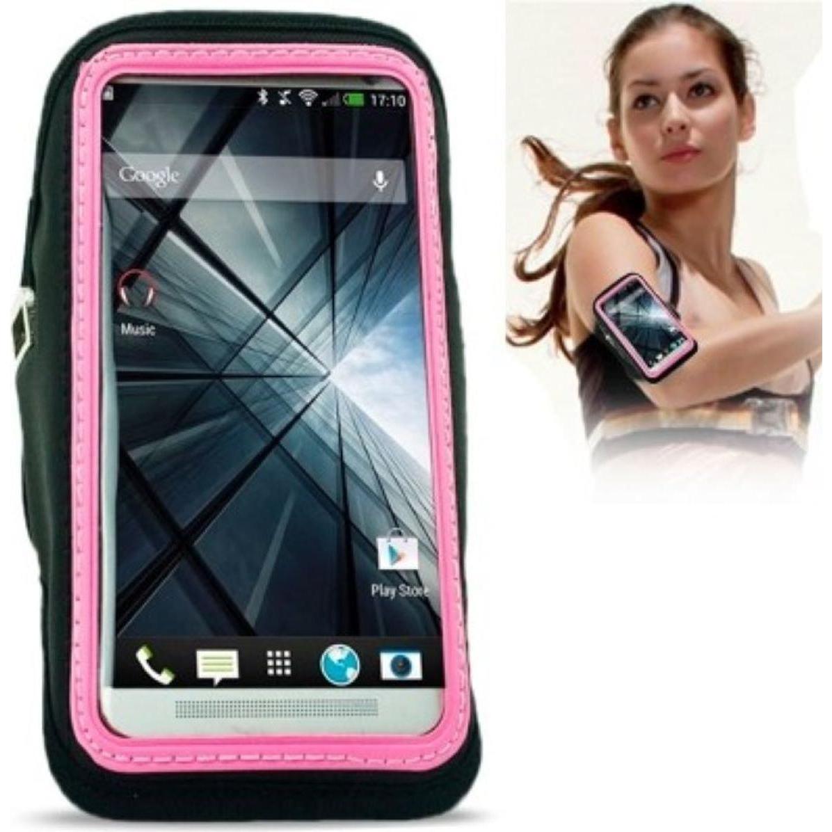 König Design Sportarmband Tasche für Handy HTC One M7 Pink, Smartphone Sportarmband, Pink