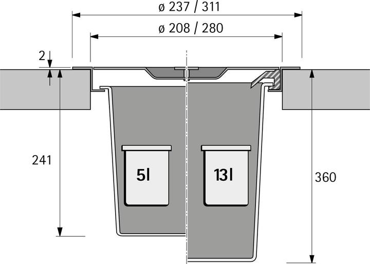 Actual product image Hettich Bin.it Drop HAU Abfallsystem D310mm 13l (13 l)