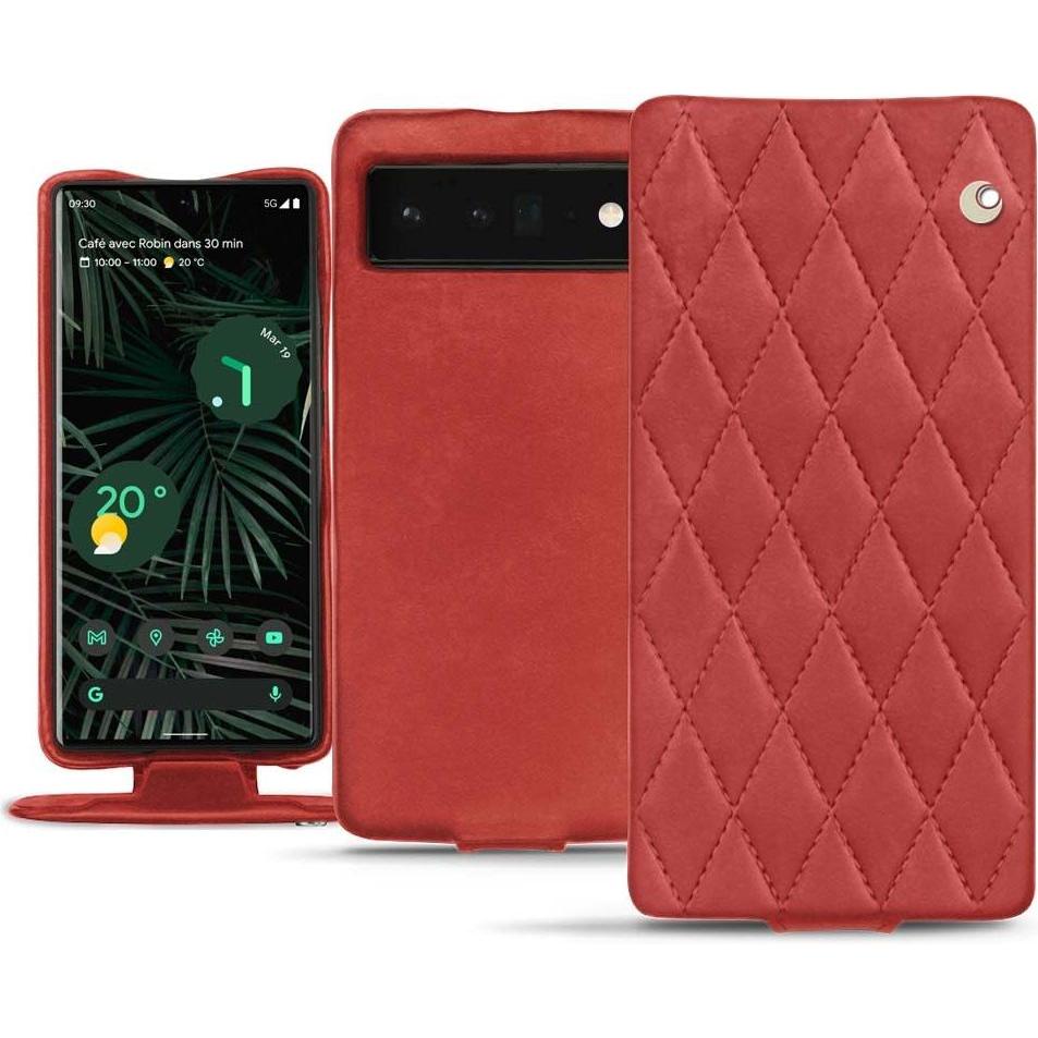 Noreve Lederschutzhülle vertikal (Google Pixel 6 Pro), Smartphone Hülle, Rot