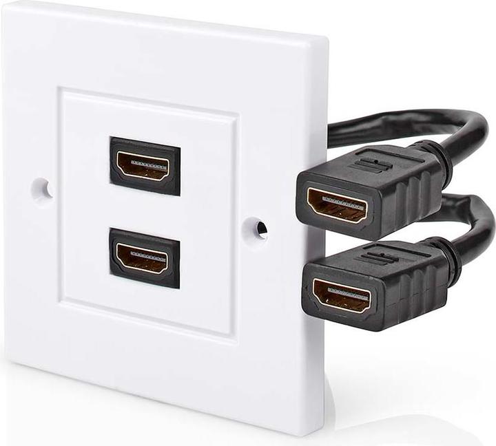Immagine prodotto Nedis HDMI™ Wall Box | 2x HDMI™ Femmina | 4K@60Hz | Presa HDMI™ | Nero | 18 Gbps | Placcato oro | Um (0.09 m)