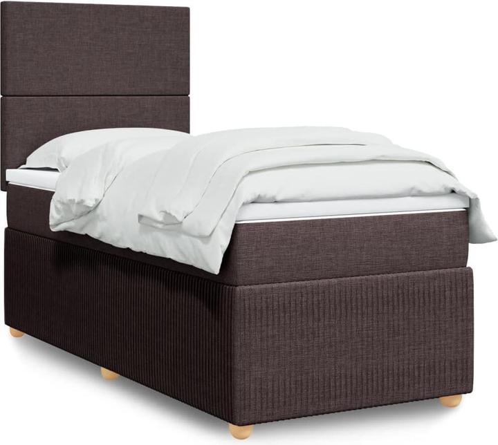 Produktbild VidaXL Boxspringbett Polsterbett Bett mit Matratze Dunkelbraun 80x200cm Stoff (80 x 200 cm)