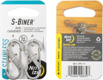 Actual product image Nite Ize Metal S-Biner #1 Set of 2