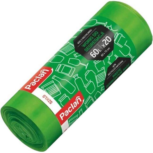 Paclan Wertstoffsammelsack für Glas 60l 20 Stk grün, Sacchi dell'immondizia, Verde