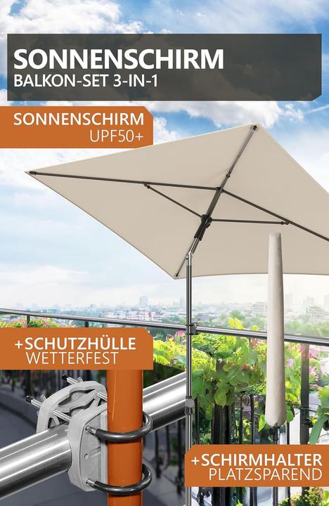 Produktbild 4smile Sonnenschirm Balkonset SunnyShade Plus (1.25 m)