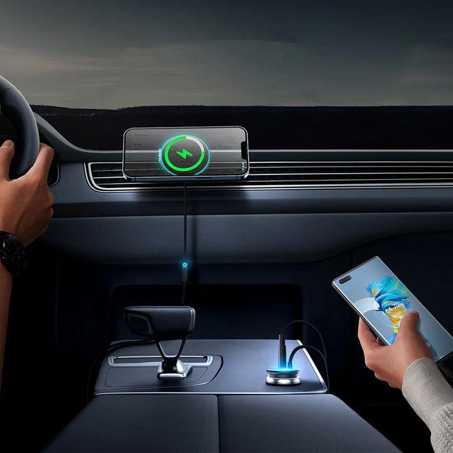 Productafbeelding Baseus Magnetische autotelefoonhouder CW01 aan ventilatierooster met autolader USB-C, 15W + 25W (zwart)