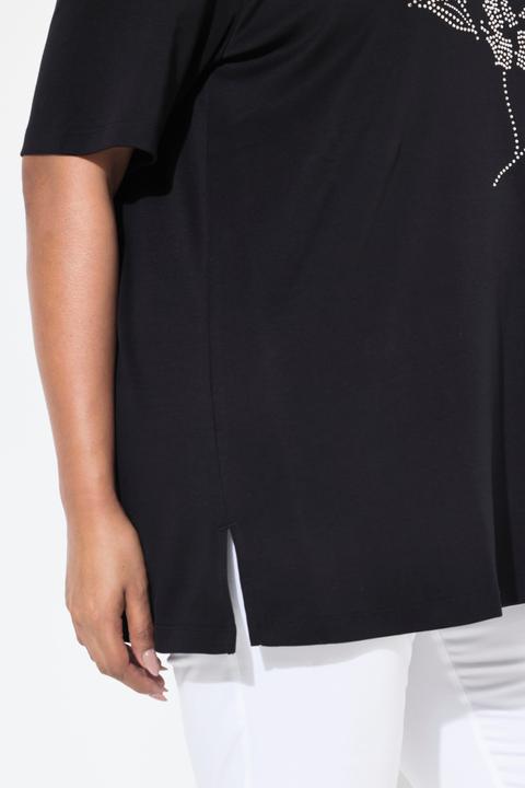 Immagine prodotto Ulla Popken T-shirt in cotone Pima con brillantini, scollo a V e mezze maniche (58)