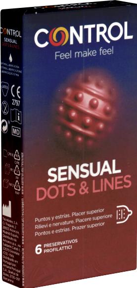 Control SENSUAL Dots & Lines» 6 tiefgehend stimulierende Kondome (6 Stk.)