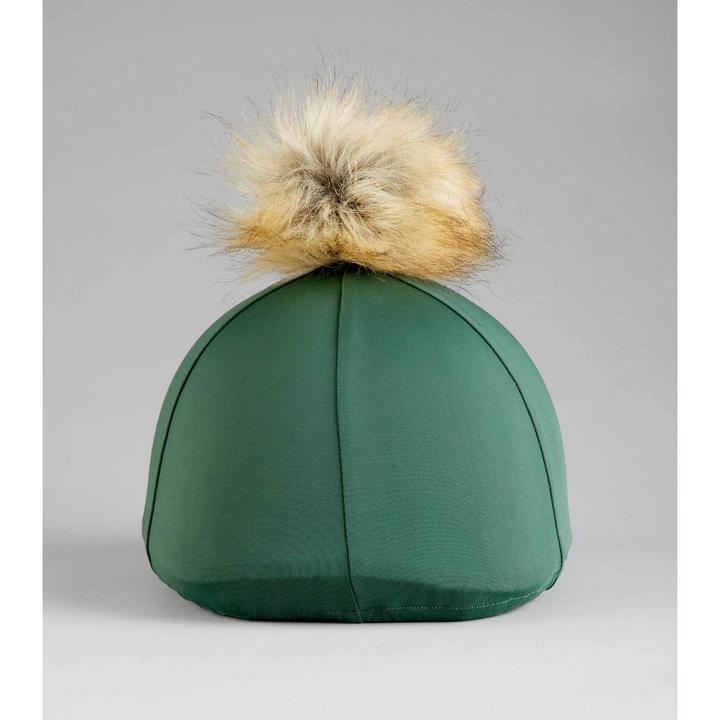 Actual product image Premier Equine Riding helmet cap in jersey with faux fur pompom