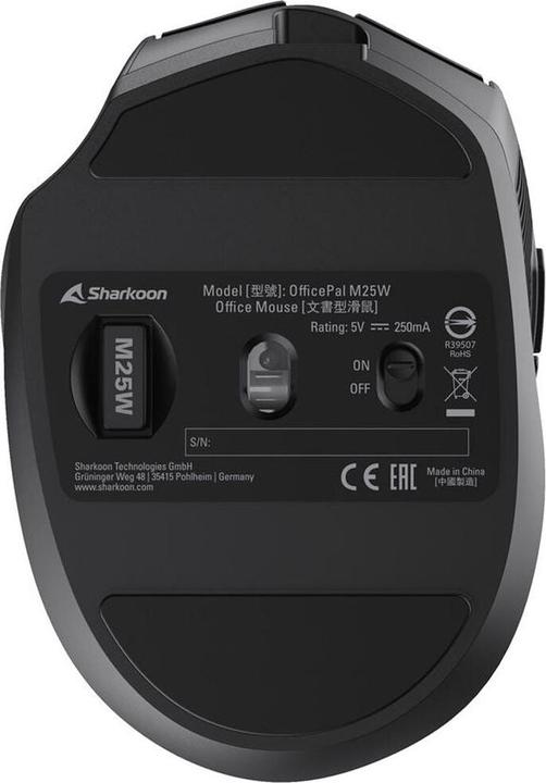 Actual product image Sharkoon OfficePal M25W Black (Cable, Wireless)