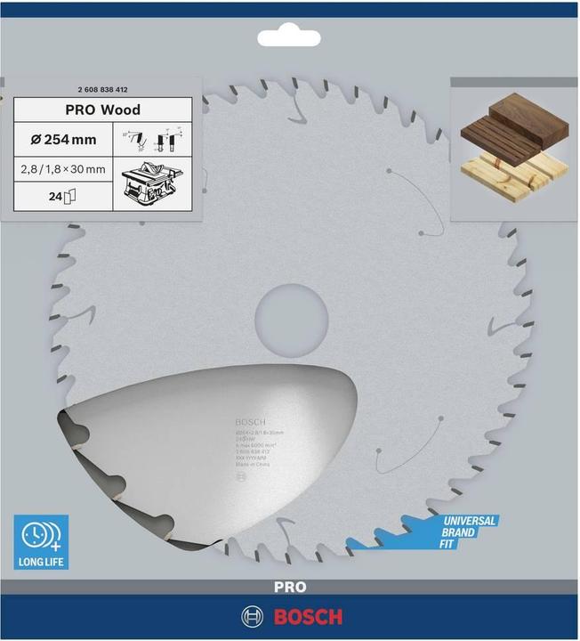 Produktbild Bosch Professional Zubehör PRO Wood Kreissägeblatt, 254 x 2,8 x 30 mm