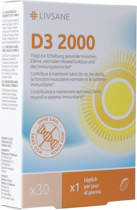 Actual product image Livsane Vitamin D3 2000 Tabl (30 Piece, Pills, 21 g)