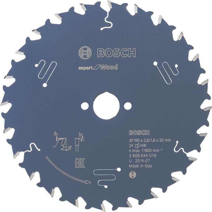 Produktbild Bosch Professional Zubehör Kreissägeblatt Expert for Wood, 160 x 20 x 2,6 mm, 24