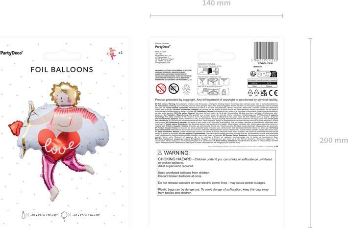 Actual product image Partydeco Foil balloon Cupid, 82x99 cm, mix (1 pkt / 1 pc.) (1 x)