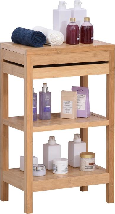 Swisshandel24 Mensola da bagno, mensola da bagno con coperchio incernierato, mensola da bagno con 2 ripiani