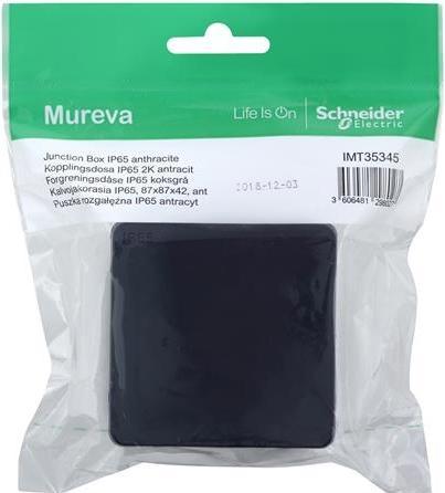 Schneider Electric Junction box Mureva IP65 anthracite grey RAL7016 Dimensions=87x87x42 - In bag for
