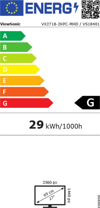 Energy Label Viewsonic VX2718-2KPC-MHD (2560 x 1440 pixels, 27")