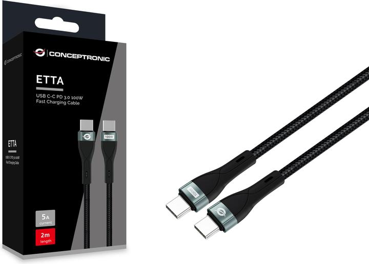Actual product image Conceptronic Cable USB-C 3.0 -> C St/St 2.00m 5A 480Mbps bw (2 m, USB 2.0, 100 W)