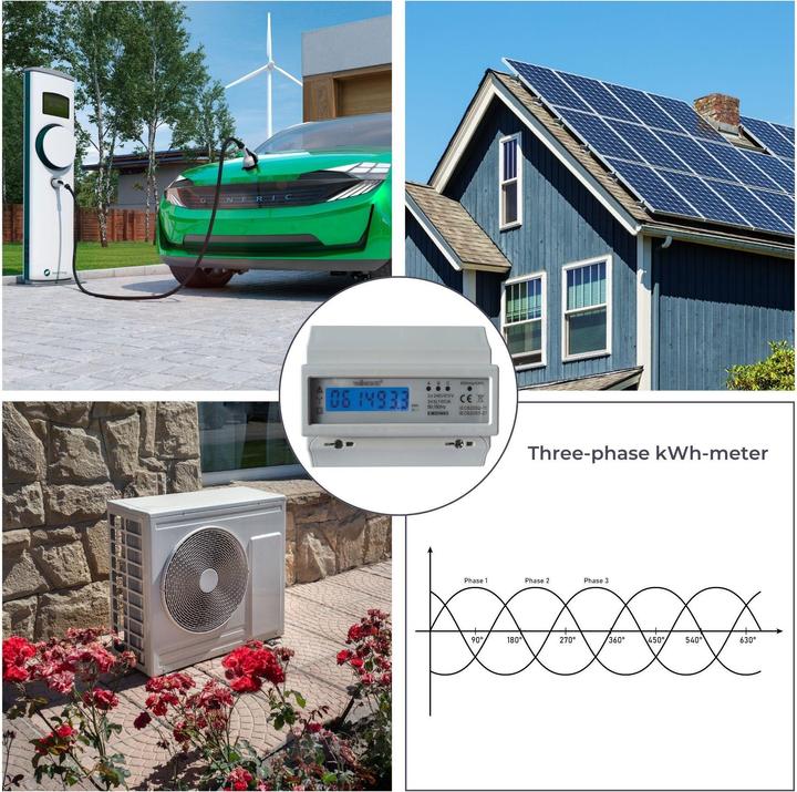 Image du produit Velleman Compteur Kwh Triphasé Pour Montage Sur Rail Din - 7 Modules - Usage Professionnel