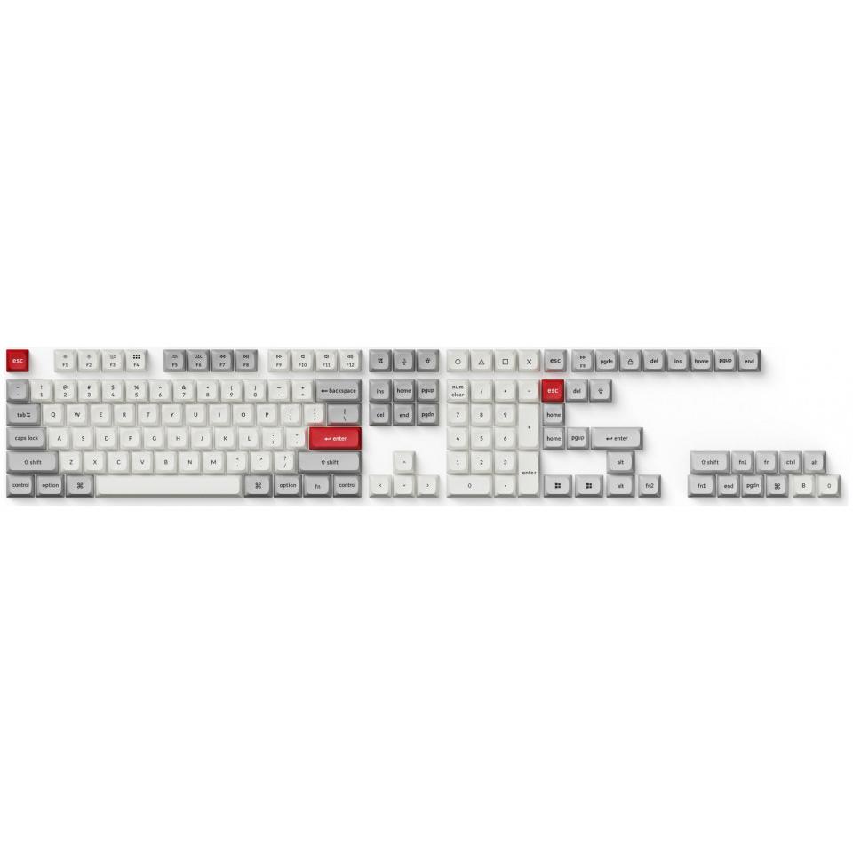 Keychron KSA Double Shot PBT Full Keycap Set - Light Gray and White PBT-47, Keycaps, Grau