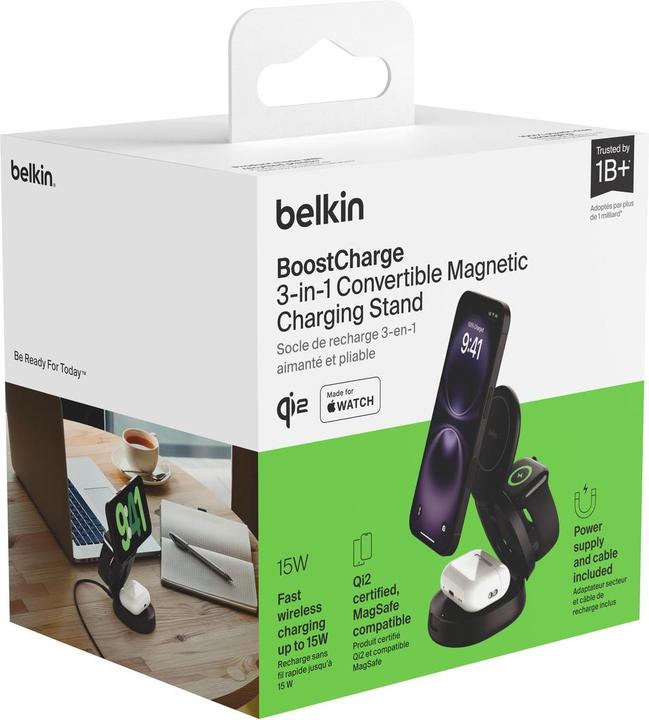 Produktbild Belkin BoostCharge 3-in-1 Qi2 Ladestation (15 W)