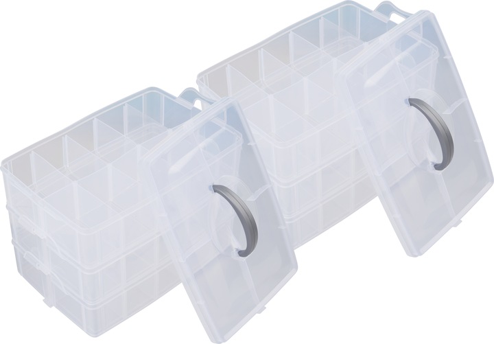 Image du produit VBS 2 boîtes empilables avec poignée, 3 pcs. (24.5 x 16.5 x 18 cm)