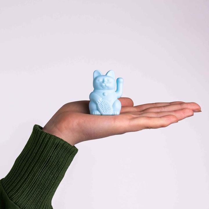 Actual product image Donkey Products Lucky Cat Solar Winkekatze hellblau 6,5cm