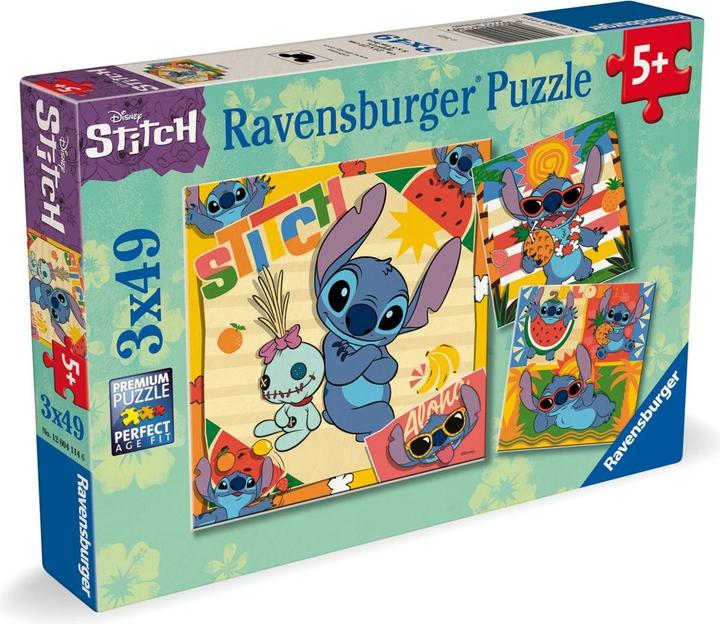 Immagine prodotto Ravensburger Puzzle per bambini - 12004114 Disney Stitch - Puzzle per bambini dai 5 anni in su, con 3x49 (49 pezzi)