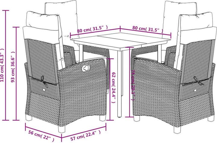 Produktbild VidaXL 10-tlg. Garten-Lounge-Set mit Kissen (80 cm)