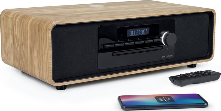 Produktbild Thomson MIC300IBT sw/holz Micro-Anlage 60W,UKW,Bluetooth,CD,USB,Induktionsladen (Bluetooth, CD Player, 2x 30 W)