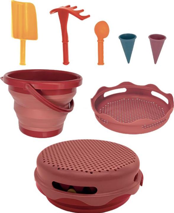 Image du produit Schildkröt Sand Toys Seau pliable rouge jeu de sable, 9x22 cm, 7 pcs., accessoires, 18 mois