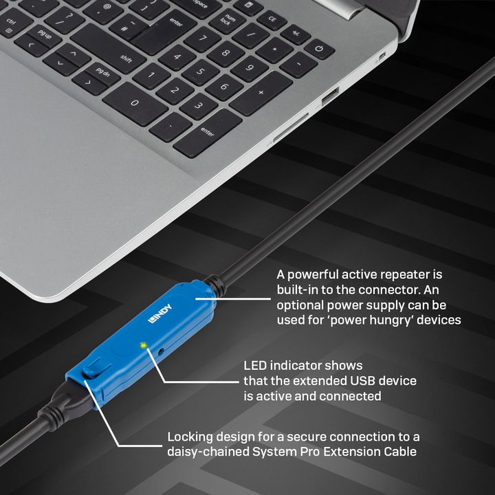 Actual product image Lindy USB 3.0 active extension cable (8 m, USB 3.0)