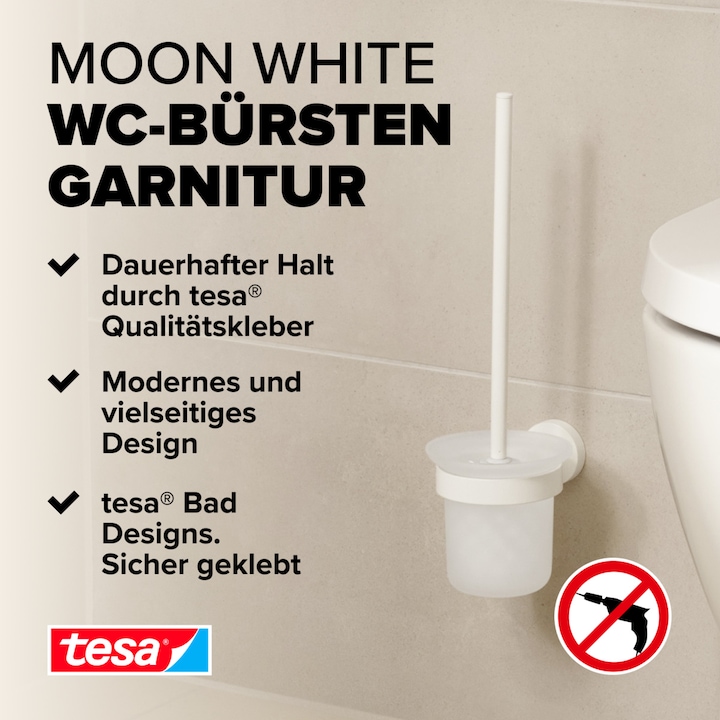 Actual product image tesa MOON WHITE brush set incl. adhesive solution without drilling