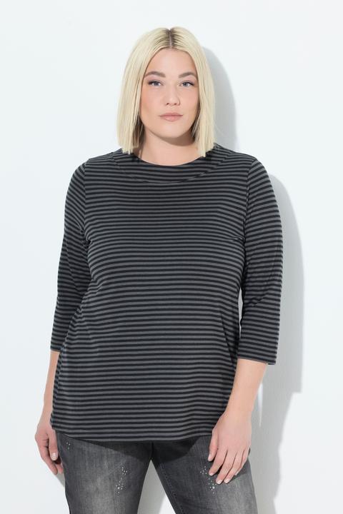 Produktbild Ulla Popken Shirt, Ringel, A-Linie, Stehkragen, 3/4-Arm (56)