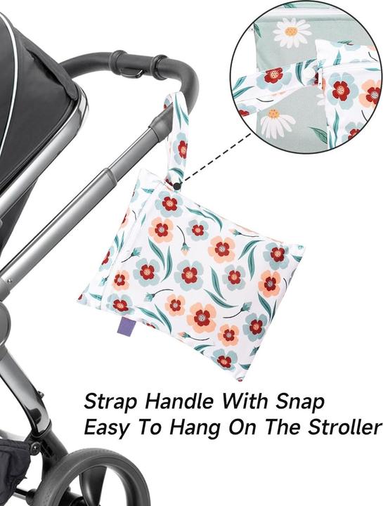 Produktbild ASMI 2 Stück Wetbag Windeltasche Set 18x25 cm Flower Duo