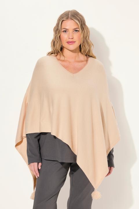Actual product image Ulla Popken Knit Pointed Hem Poncho (58, 60, 62)