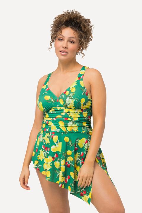 Produktbild Ulla Popken Badekleid, Zitronen, Softcups, asymmetrischer Saum (60)