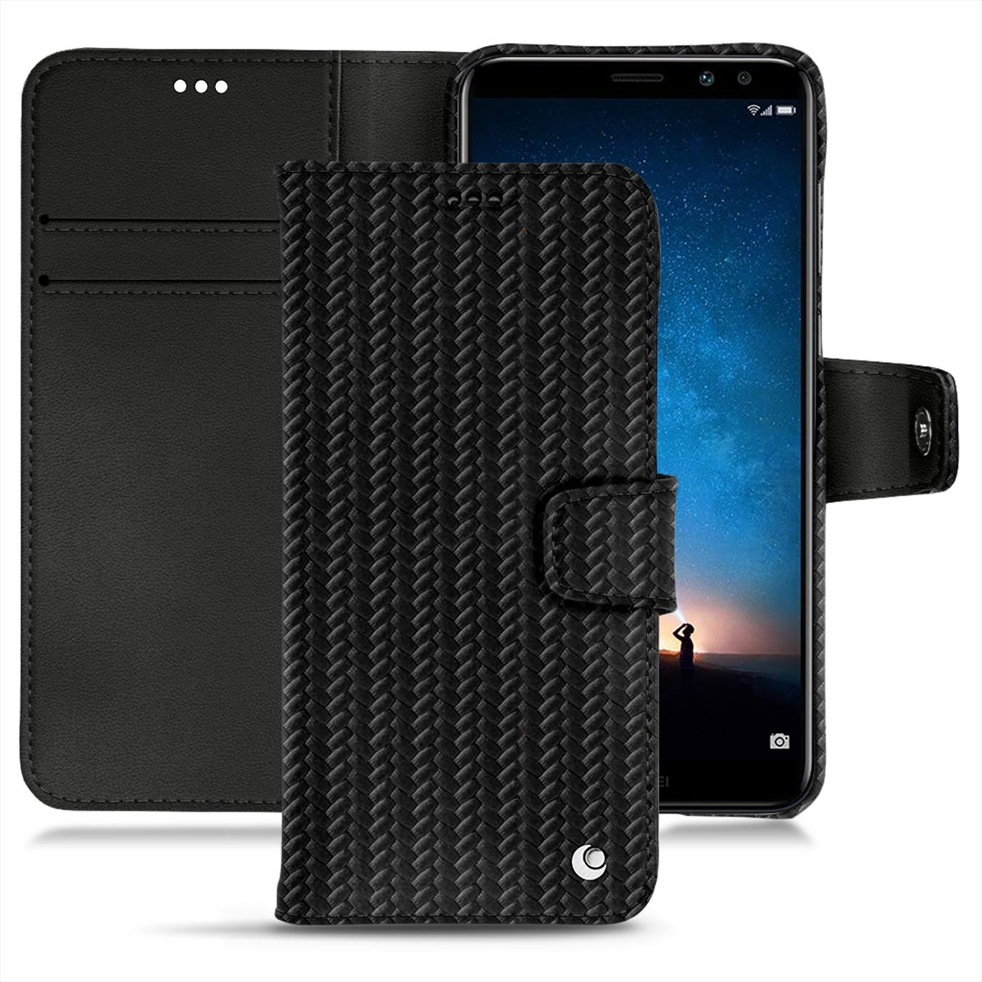 Noreve Lederschutzhülle Wallet (Huawei Mate 10 Lite), Smartphone Hülle, Schwarz